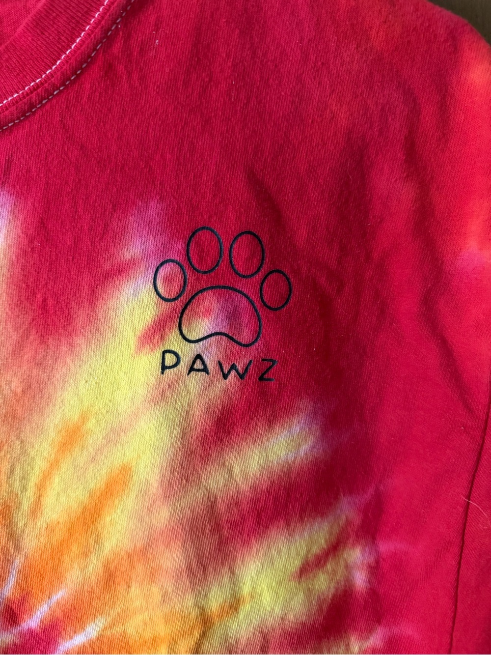 PAWZ Tie-Dye Short Sleeve Tee - Red, Orange, Yellow - Picture 2 of 5